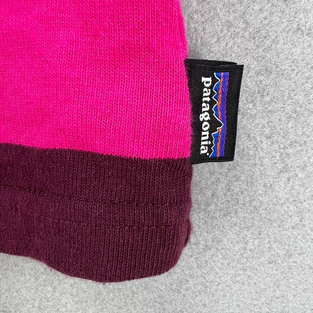Patagonia Dress Women's Medium Pink Maroon Striped Crew Neck T-Shirt 3/4 Sleeve - Picture 4 of 13